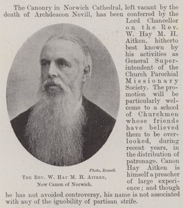 Der Reverend W Hay M H Aitken, neuer Kanonikus von Norwich von English Photographer