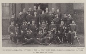 Die Roodeval-Gefangenen, Offiziere der 4. Derbyshire-Miliz (Sherwood Foresters), gefangen genommen von den Buren am 7. Juni