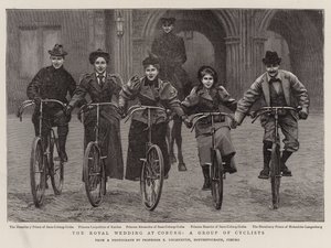 Die königliche Hochzeit in Coburg, eine Gruppe von Radfahrern von English Photographer
