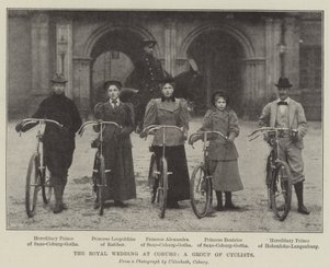 Die königliche Hochzeit in Coburg, eine Gruppe von Radfahrern von English Photographer
