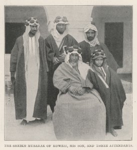 Der Scheich Mubarak von Kuwait, sein Sohn und drei Begleiter von English Photographer