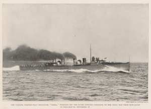 Der Turbinen-Torpedoboot-Zerstörer Cobra, vor der Outer Dowsing Sandbank auf ihrer Probefahrt von Newcastle nach Portsmouth, 18. September, gestrandet von English Photographer