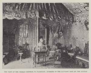 Der Besuch des deutschen Kaisers in Palästina, Innenraum des Pavillons vom Sultan gesandt von English Photographer