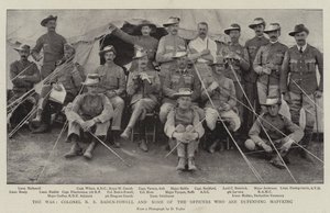 Der Krieg, Oberst R.S. Baden-Powell und einige der Offiziere, die Mafeking verteidigen von English Photographer