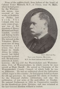 Der verstorbene Colonel Milward, Abgeordneter für die Stratford-on-Avon Division von English Photographer