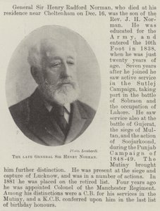 Der verstorbene General Sir Henry Norman von English Photographer