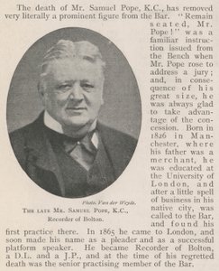 Der verstorbene Mr. Samuel Pope, KC, Recorder von Bolton von English Photographer