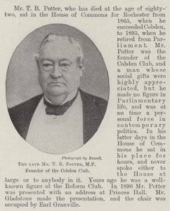 Der verstorbene Mr. T. B. Potter, MP, Gründer des Cobden Clubs von English Photographer