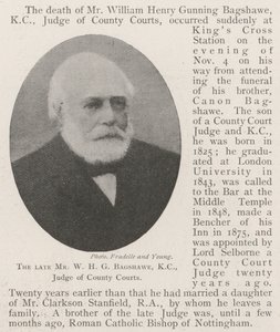 Der verstorbene Mr. W. H. G. Bagshawe, KC, Richter der County Courts von English Photographer