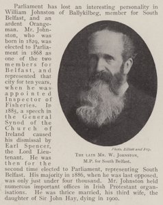 Der verstorbene Mr. W. Johnston, Abgeordneter für Süd-Belfast von English Photographer