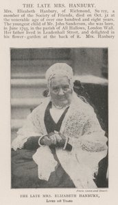 Die verstorbene Mrs. Elizabeth Hanbury, lebte 108 Jahre von English Photographer