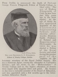 Der verstorbene Professor G F Fitzgerald, Fellow des Trinity College, Dublin von English Photographer