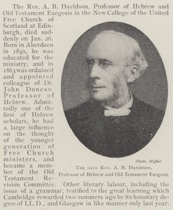 Der verstorbene Reverend A B Davidson, Professor für Hebräisch und Alttestamentliche Exegese