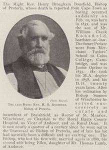 Der verstorbene rechte Reverend H B Bousfield, Bischof von Pretoria von English Photographer