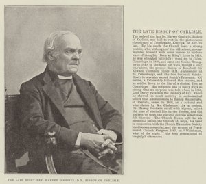 Der verstorbene Right Reverend Harvey Goodwin, DD, Bischof von Carlisle von English Photographer