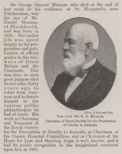 Der verstorbene Sir G S Measom, Vorsitzender der Royal Society for the Prevention of Cruelty to Animals von English Photographer