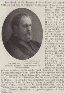 Der verstorbene Sir T Villiers Lister, ehemaliger stellvertretender Unterstaatssekretär für auswärtige Angelegenheiten von English Photographer