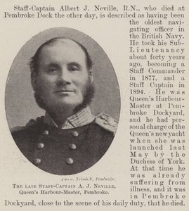 Der verstorbene Stabskapitän A J Neville, Queens Hafenmeister, Pembroke von English Photographer