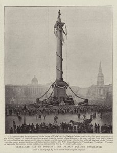 Trafalgar-Tag in London, die Nelson-Säule geschmückt von English Photographer