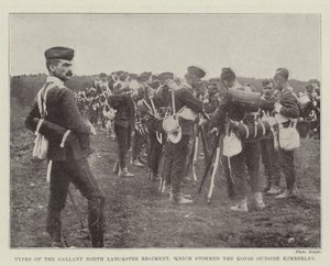 Typen des tapferen North Lancaster Regiments, das den Kopje außerhalb von Kimberley stürmte von English Photographer