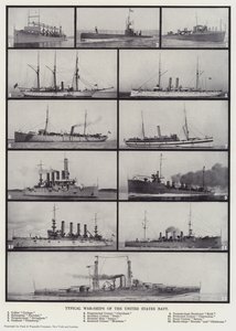 Typische Kriegsschiffe der US-Marine (s/w Foto)