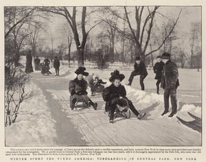 Wintersport für junge Amerikaner, Rodeln im Central Park, New York von English Photographer
