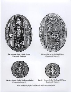 Siegel des 14. Jahrhunderts der französischen und englischen Nationen, Illustration aus 