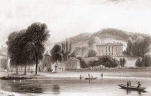 Ansicht des Beaumont Lodge, Old Windsor, Berkshire, England im 19. Jahrhundert. 1854 an die Gesellschaft Jesu verkauft und in Beaumont College, eine Jesuitenschule, umbenannt. Aus Churton