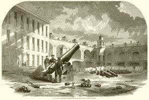Ein 10-Zoll-Kolumbiade als Mörser auf Fort Sumter montiert von English School