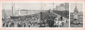 Ein Feiertagsszene am Brighton Beach von English School