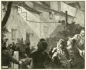 Ein helles Licht strömte aus dem Fenster der Hütte von English School