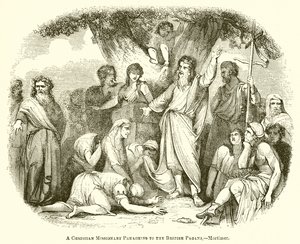 Ein christlicher Missionar predigt den britischen Heiden von English School
