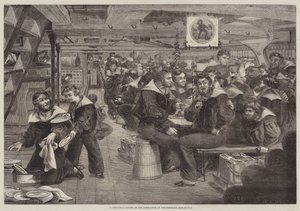 Ein Weihnachtsessen im Vorschiff des Kriegsschiffs Pembroke von English School