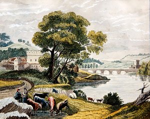 Eine Landschaft im Stil von Claude Lorrain, ca. 1825 von English School