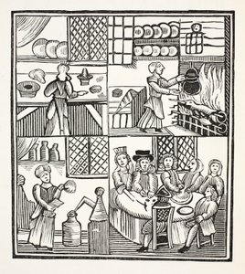 Eine Sammlung von Kochrezepten, Illustration aus Chap-books des achtzehnten Jahrhunderts von John Ashton, veröffentlicht 1882