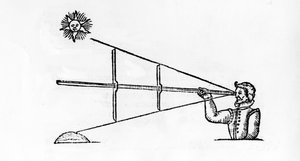 Ein Kreuzstab, Illustration aus A Seamans Secrets von John Davis, veröffentlicht 1595