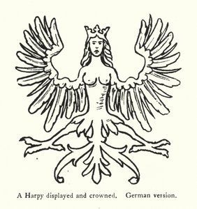 Eine Harpyie dargestellt und gekrönt, deutsche Version (Gravur) von English School