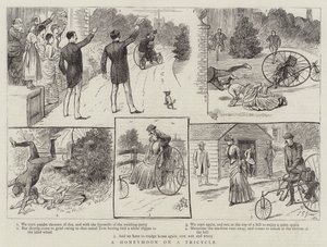 Eine Hochzeitsreise auf einem Dreirad (Gravur) von English School