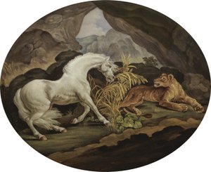 Ein Pferd erschreckt durch eine Löwin nach George Stubbs (1724-1806)