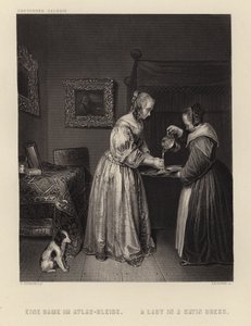 Eine Dame im Satinkleid von English School