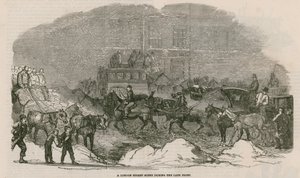 Eine Straßenszene in London während des letzten Frosts von English School