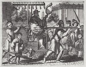 Ein Mandarin in einer Sänfte, Illustration aus einer Beschreibung der Gesandtschaften nach China, 1690 von English School