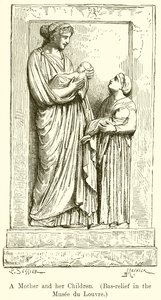 Eine Mutter und ihre Kinder (Basrelief im Louvre)