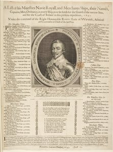 Eine Marine-Schiffliste mit Porträt des Earl of Warwick von English School