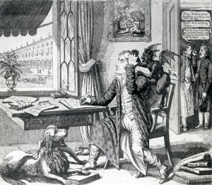 Ein edler Dichter - seine Ideen aufkratzend, veröffentlicht von J. Johnston, 1823