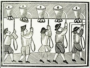 Ein Geläut von Kirchenglocken, aus einer Sammlung von Broschüren über Esoterik, ca. 16. Jahrhundert