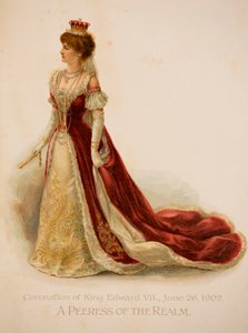 Eine Peeress des Reiches in ihren Krönungsroben von English School