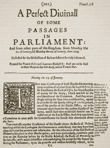 A Perfect Diurnall, Faksimile der Titelseite der Ausgabe 26, 1643, Illustration aus Cassells Illustrierter Geschichte Englands von English School