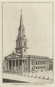 Eine Perspektivansicht der St. Martins Kirche, London