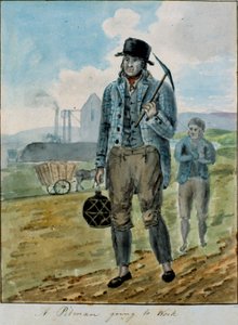 Ein Bergmann geht zur Arbeit (Aquarell auf Papier)